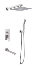 Wall mounted shower system combo with hand shower, 16 inch shower head and tub spout