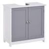 kleankin Pedestal Sink Storage Cabinet, Vanity Base Cabinet, Under Sink Bathroom Cabinet with U-shape Cut-Out and Adjustable Internal Shelf, White and
