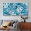 Framed Canvas Wall Art Decor Abstract Painting, Cyan Color Daisy Oil Painting Style Decoration For Restaurant, Kitchen, Dining Room