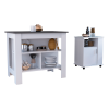 2 Piece Kitchen Set, Delos Kitchen Island + Munich Lower Microwave Pantry Cabinet , White /Onyx