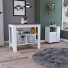 2 Piece Kitchen Set, Delos Kitchen Island + Munich Lower Microwave Pantry Cabinet , White /Onyx