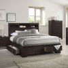 Modern bedroom Storage Eastern King Size Bed Drawers Storage Headboard Footboard 1pc Bed Only.