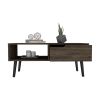 Coffee Table, One Open Shelf, One Drawer, Dark Walnut