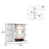 DEPOT E-SHOP Roma Mirrored Medicine Cabinet, Six External Shelves, Three Interior Shelves, White