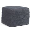 Fredrik 18 inch Wide Square Pouf in Dark Blue Woven Genuine Leather