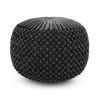 Renee 20 inch Wide Round Pouf in Dark Grey Velvet