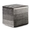 Naya 16 inch Wide Cube Pouf in Black/Grey Handwoven Cotton