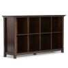 Acadian 57 inch Wide Solid Wood 8 Cube Storage Sofa Table in Brunette Brown