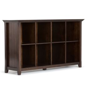 Acadian 57 inch Wide Solid Wood 8 Cube Storage Sofa Table in Brunette Brown