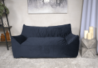 Fila Velveteen 2-Seater Oversized Bean Bag Chair with Armrests, Dark blue