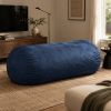 Jasper Traditional 8 Foot Cylindrical Suede Bean Bag, Blue