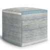 Naya 16 inch Wide Cube Pouf in Blue/Grey Handwoven Cotton