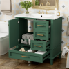 30" Bathroom Vanity in Green, Modern Bathroom Cabinet with Sink Combo Set, Bathroom Storage Cabinet with a Soft Closing Door and 3 Drawers, Solid Wood
