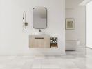 42 " Modern Design Float Bathroom Vanity With Ceramic Art Sink, White Flat Stone Slab and Small Storage Shelves, Soft Closed Door,KD-Package (TOP-BAB4