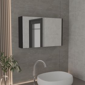 Medicine Cabinet 19.70" H, with 2 Doors, 3 Shelves, 2 Mirrors, Black
