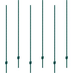 VEVOR 6 Feet Fence Post 6 Pack T-Post Heavy Duty Metal Fence Posts Green