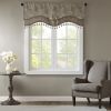 Jacquard Window Rod Pocket Valance With Beads Blue/Brown 50x18"