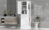 Tall Bathroom Storage Cabinet, Freestanding Storage Cabinet with Hook and Adjustable Shelf, MDF Board, White (Old Sku:WF326356AAK)