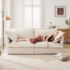 Modern Slipcovered 2-Seat Sofa Couches for Living Room, 2 Seater Sofa, Plain Chenille Deep Seat Sofa with Upholstered Cushion&Detachable Cover
