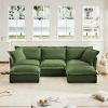 Slipcovered U Shape Sectional Deep Seat Sofa Couch, 3 Seater Sofa with French Edges Design Multiple Big Pillows