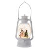 4.7x4.7x8.3"H Christmas Plastic/Resin White Lantern With Snowman & Tree Led/Water Spinning/6 Hours Timer, 3*AA Batteries Required