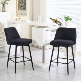 Counter Height Swivel Bar Stools Set of 2, 360Ã‚Â° Swivel Upholstered Barstools with Back and Metal Legs, 25.6" Seat Height