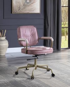 Siecross Pink Top Grain Leather Office Chair