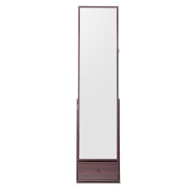 VEVOR Mirror Jewelry Cabinet 360Â° Swivel Standing Mirror with Storage Brown