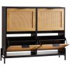 Rattan Shoe Cabinet, Narrow Shoe Storage Organizer with 4 Flip Drawers, Slim Shoe Entryway Storage Cabinet with Metal Legs, Ideal for Entryway, Closet