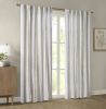 Poly Printed Curtain Panel with Tufted Stripe and Lining White/Brown 50x95"
