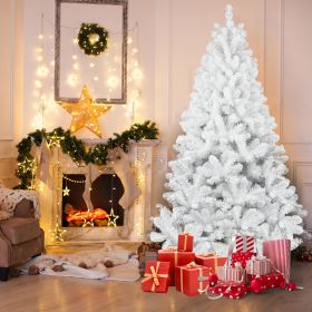 6ft Artificial Christmas Pine Tree Holiday Xmas White Tree for Home Office Holiday Party Indoor Outdoor Decoration Full Hinged Christmas Tree with 760
