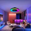 23-inch Black Ceiling Fan Light with LED RGB ��� Dimmable & Color-Changing, APP & Remote Control, Modern Smart Ceiling Fan for Living Room, Bedroom, a