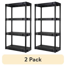 (2 pack) Black Plastic 4-Tier Shelving Unit, 280 lb Capacity, 56.2x30x13.8 Inches