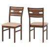 2 PCS Solid Rubber Wood Dining Chairs Set , Farmhouse Style Upholstered Armless Chairs with Hollow Back