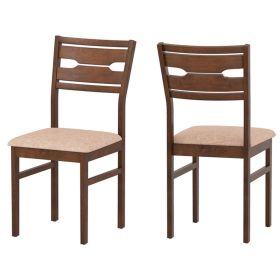 2 PCS Solid Rubber Wood Dining Chairs Set , Farmhouse Style Upholstered Armless Chairs with Hollow Back