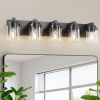 5-Light Bathroom Vanity Light Bathroom Light Fixtures Over Mirror, 31" Black Vanity Lights with Glass Shade