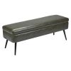 PU Leather Storage Ottoman Bench Shoe Seat with Storage & Metal Legs Green