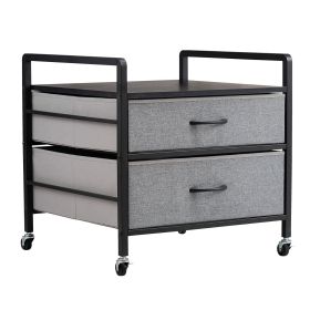 Mini Fridge Stand with Storage 176 lbs Gray Mini Fridge Table 2 Drawers