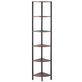 VEVOR 6 Tier Corner Shelf Tall Corner Stand with LED Light Narrow Display Rack