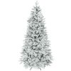 7.5 ft Artificial Frosted Christmas Tree with Realistic Branches, Wide Full Spruce, Hinged Xmas Tree, Easy Assembly