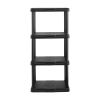 4-Shelf Black Plastic Storage Shelf, 22" W x 14" D x 47" H, Holds up to 200 lb Total Capacity