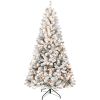 Artificial 6ft Flocked Christmas Tree with 678 PVC Branch Tips, 250L Warm white led, Round head, Foldable Base for Indoor Holiday Decorating