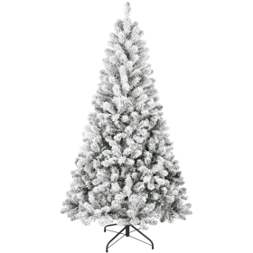 Artificial 4ft Flocked Christmas Tree with 233 PVC Branch Tips, Round head, Foldable Base for Indoor Holiday Decorating