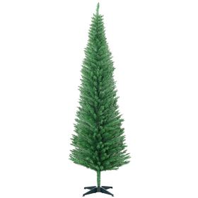 HOMCOM 7FT Decorated Christmas Tree, Pencil Christmas Tree with 499 Realistic Branch Tips and Plastic Stand, Light Green