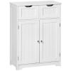 kleankin Freestanding Bathroom Storage Cabinet, Floor Cabinet with 2 Drawers, Adjustable Shelf, for Bathroom, Living Room or Entryway, White