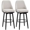 Bar Height Bar Stools Set of 2, Modern 360Ã‚Â° Swivel Kitchen Chairs with Steel Legs and Footrest