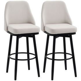 Bar Height Bar Stools Set of 2, Modern 360Ã‚Â° Swivel Kitchen Chairs with Steel Legs and Footrest