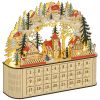 HOMCOM Christmas Advent Calendar, Countdown to Christmas Table Decoration with 24 Drawers, Lights, Battery Operated