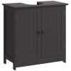 HOMCOM Bathroom Vanity Cabinet, Under Sink Bathroom Cabinet with 2 Doors and Adjustable Shelf, Coffee