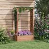 Raised Garden Bed with Trellises and Roof for Climbing Plant Vine, Hanging Flowers, 70.75" Tall Outdoor Wood Planter Box with Drainage & Filter